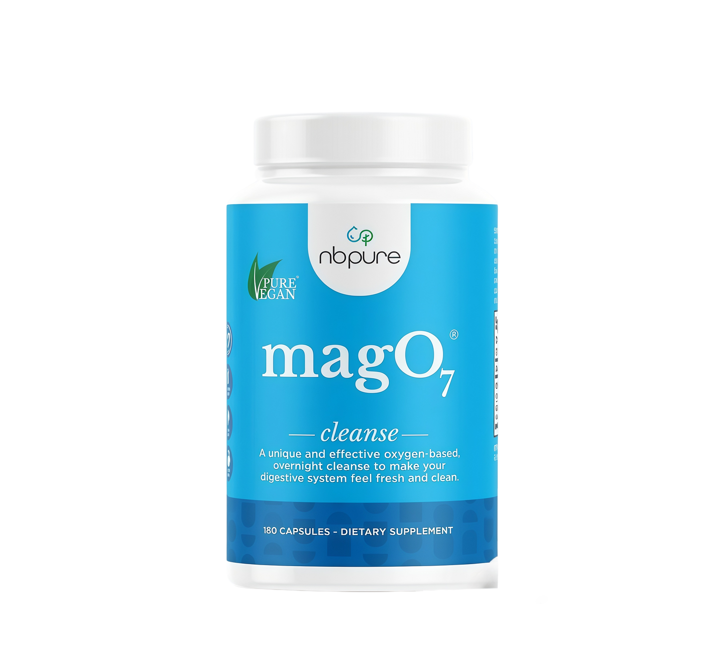 nbpure MagO7 - Natural Colon Cleanse & Detox - Occasional Constipation Relief, Stool Softener, & Bloating Support for Men & Women - Ozonated Magnesium Oxide, 180 Capsule