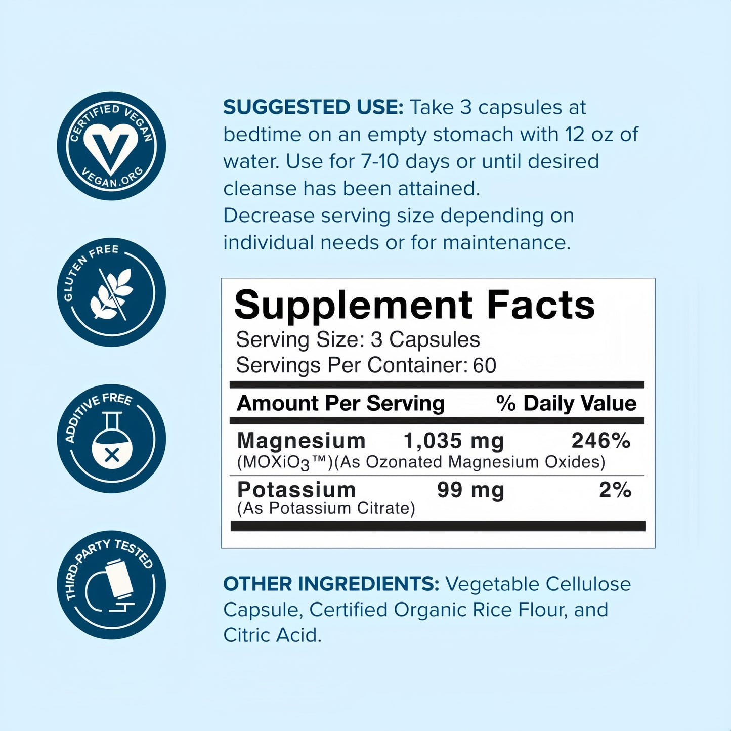 nbpure MagO7 - Natural Colon Cleanse & Detox - Occasional Constipation Relief, Stool Softener, & Bloating Support for Men & Women - Ozonated Magnesium Oxide, 180 Capsule